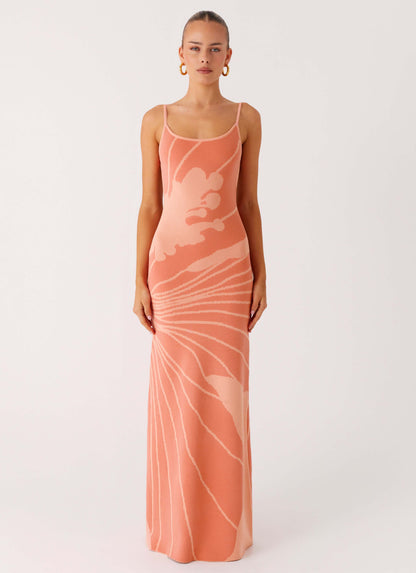 Bliss View Knit Maxi Dress Peach