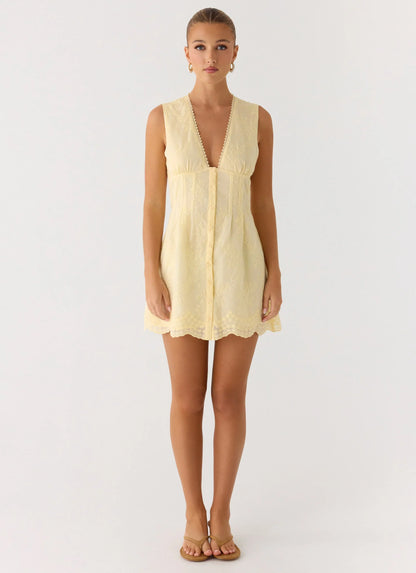 Burning Bright Mini Dress Butter Yellow