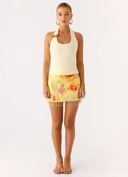 Bliss Beaded Mini Skirt Floral Beaded