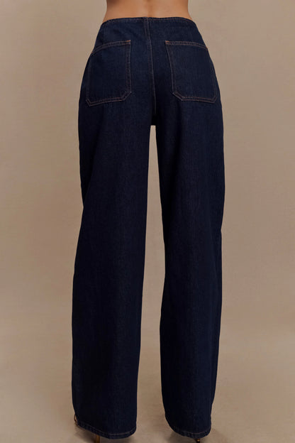 Caitlin Mid Rise Denim Jeans Indigo Blue