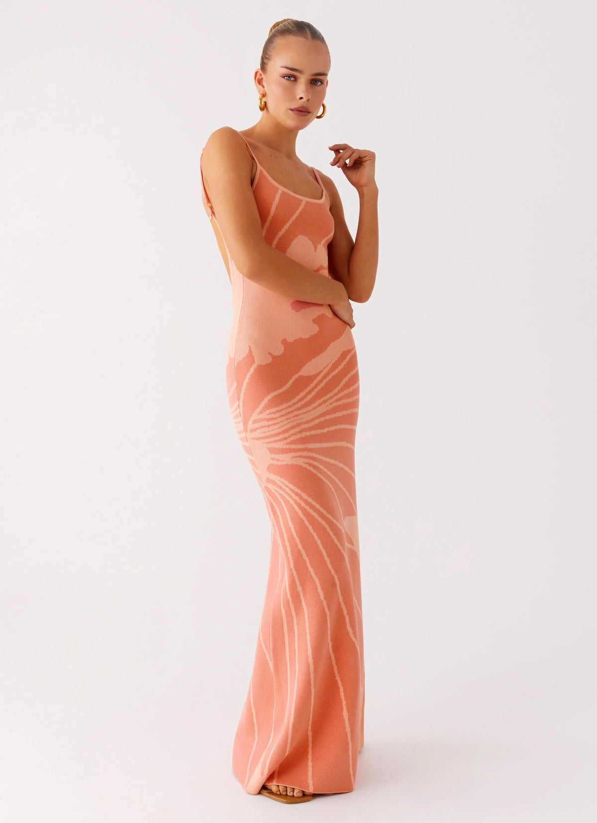 Bliss View Knit Maxi Dress Peach