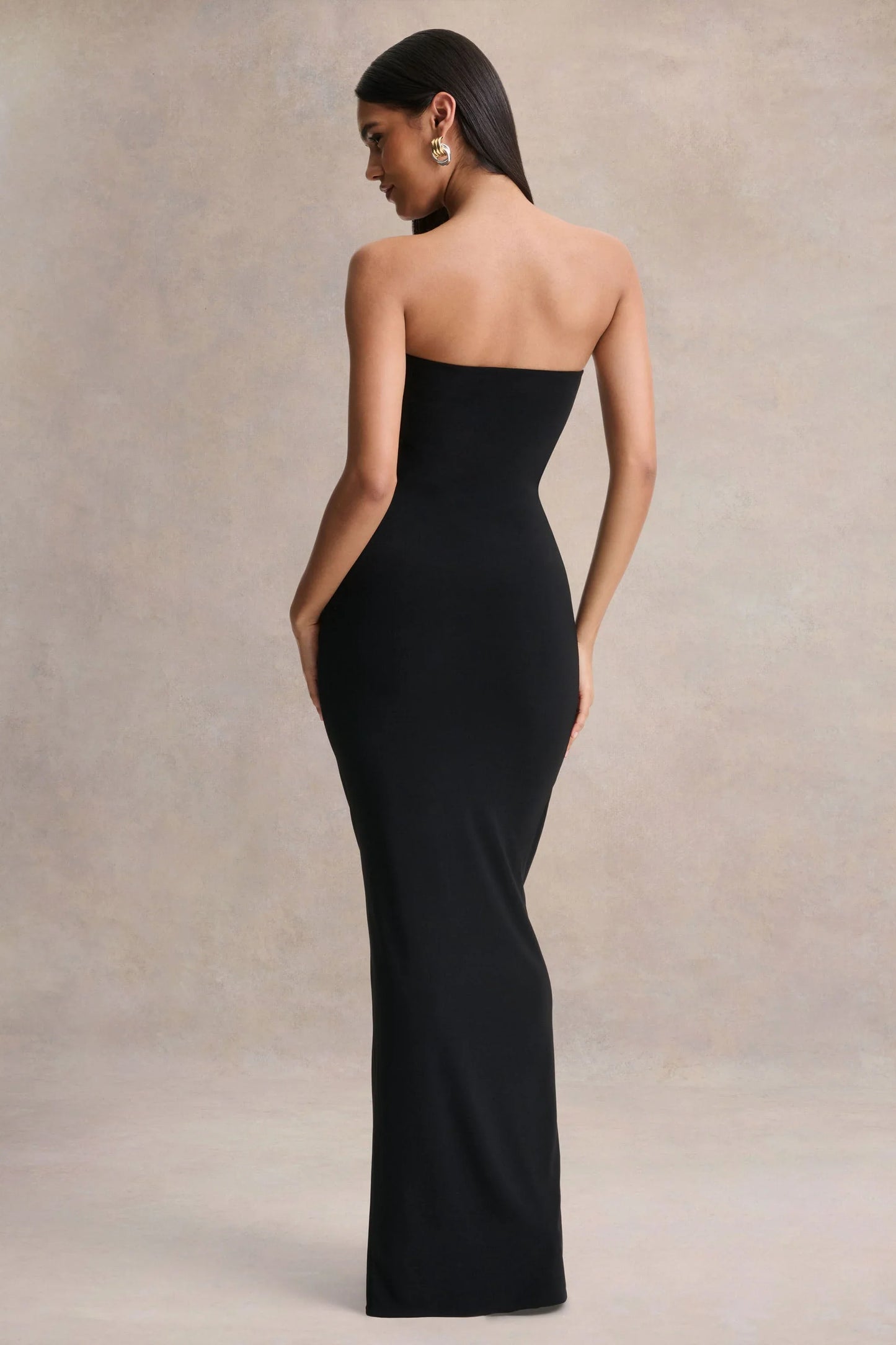 Beverly Black Bandeau Maxi Dress With Gathered Detailing