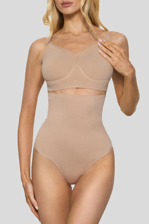 BOOMBA Beige High Waisted Thong Shapewear