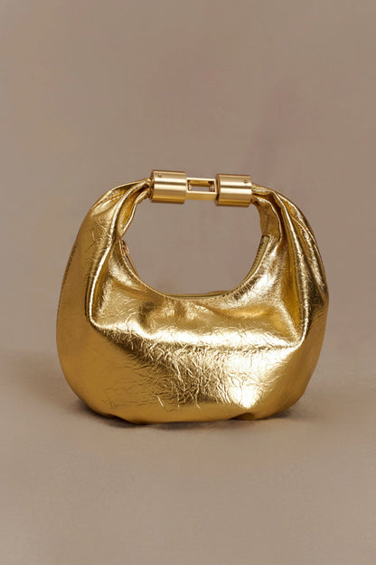 Bristol Mini Croissant Leather Bag Gold