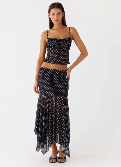 Buffy Maxi Skirt Black Polkadot
