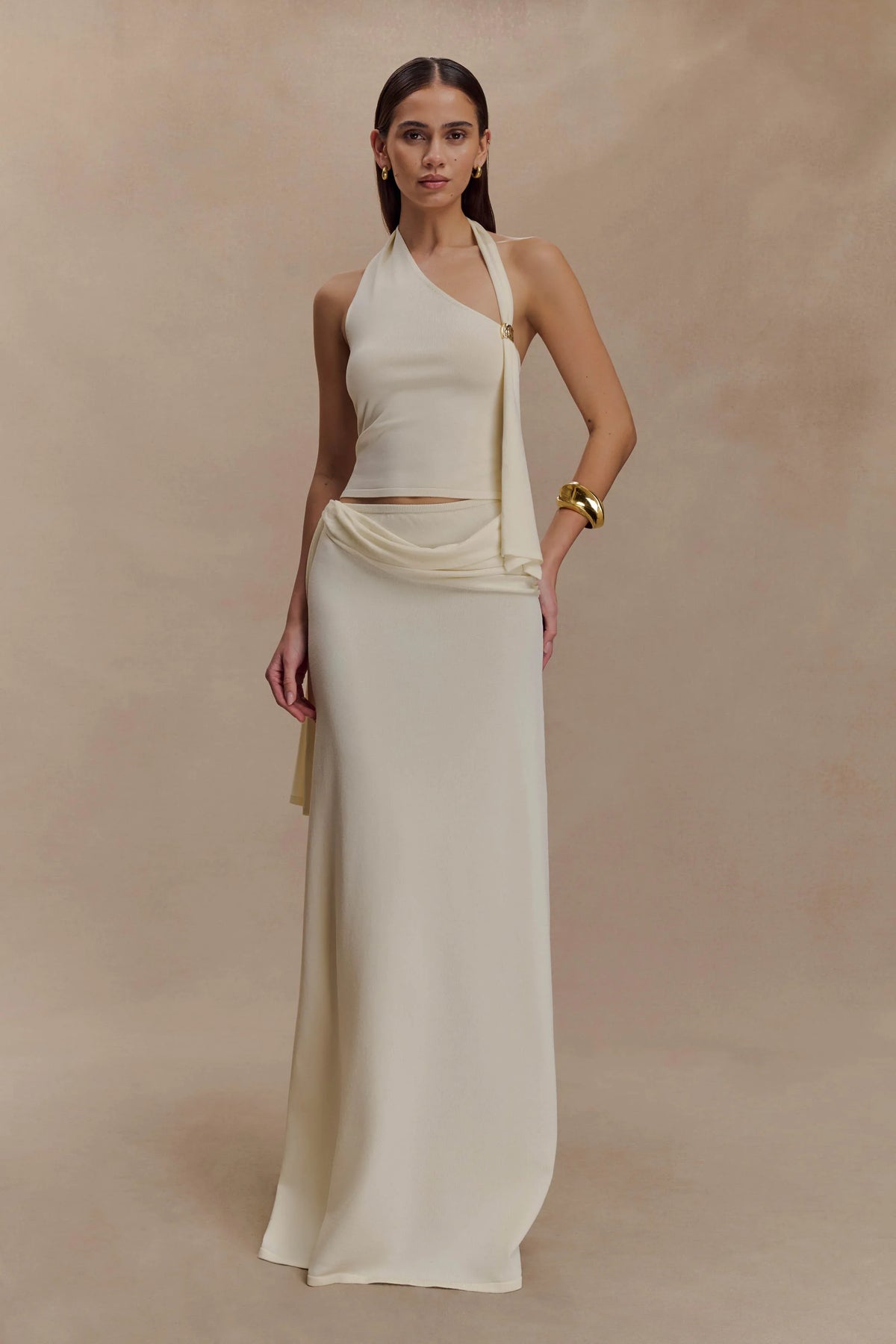 Bowie Low Rise Knit Maxi Skirt Ivory