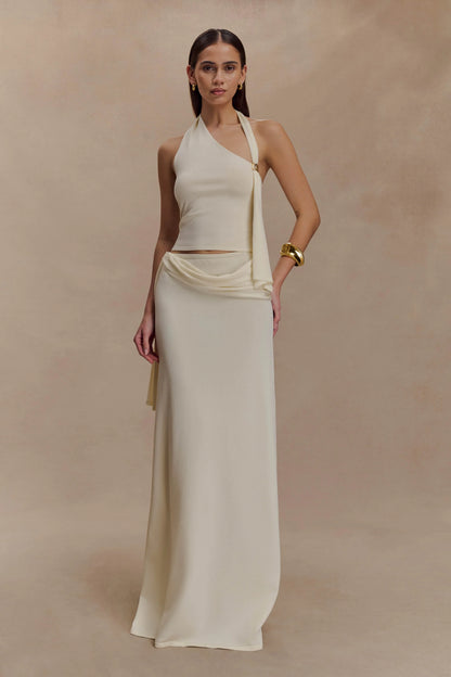 Bowie Low Rise Knit Maxi Skirt Ivory