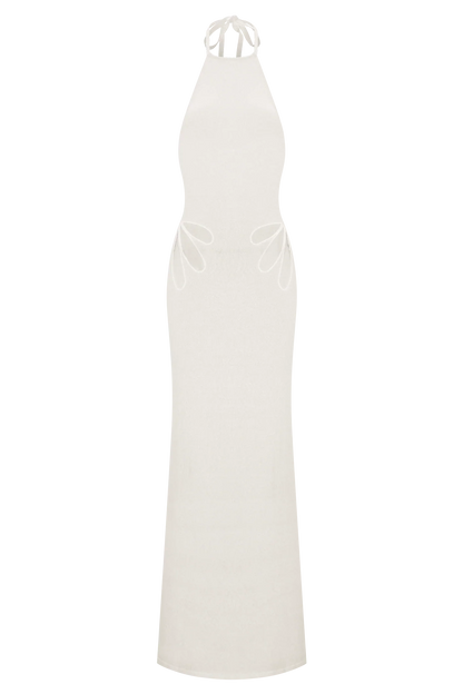 Brock Knit Halter Maxi Dress White