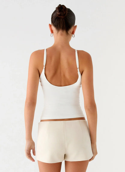 Candela Suede Low Rise Mini Shorts Ivory