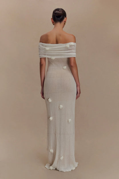 Brynn Orchid Knit Maxi Dress Ivory