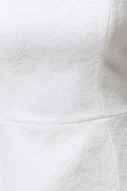 Bijou White Square Neck Lace Long Sleeve Mini Dress