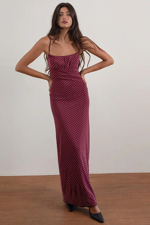 Sexy Backless Polka Dot Cami Maxi Dress