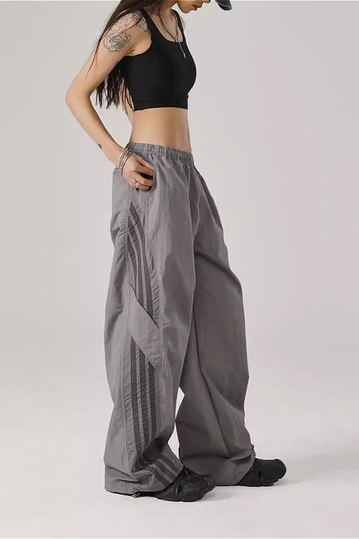 Color Block Stripe Quick Dry Loose Casual Pants