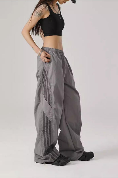 Color Block Stripe Quick Dry Loose Casual Pants