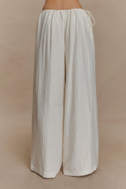 Callum Drawstring Straight Leg Pants White