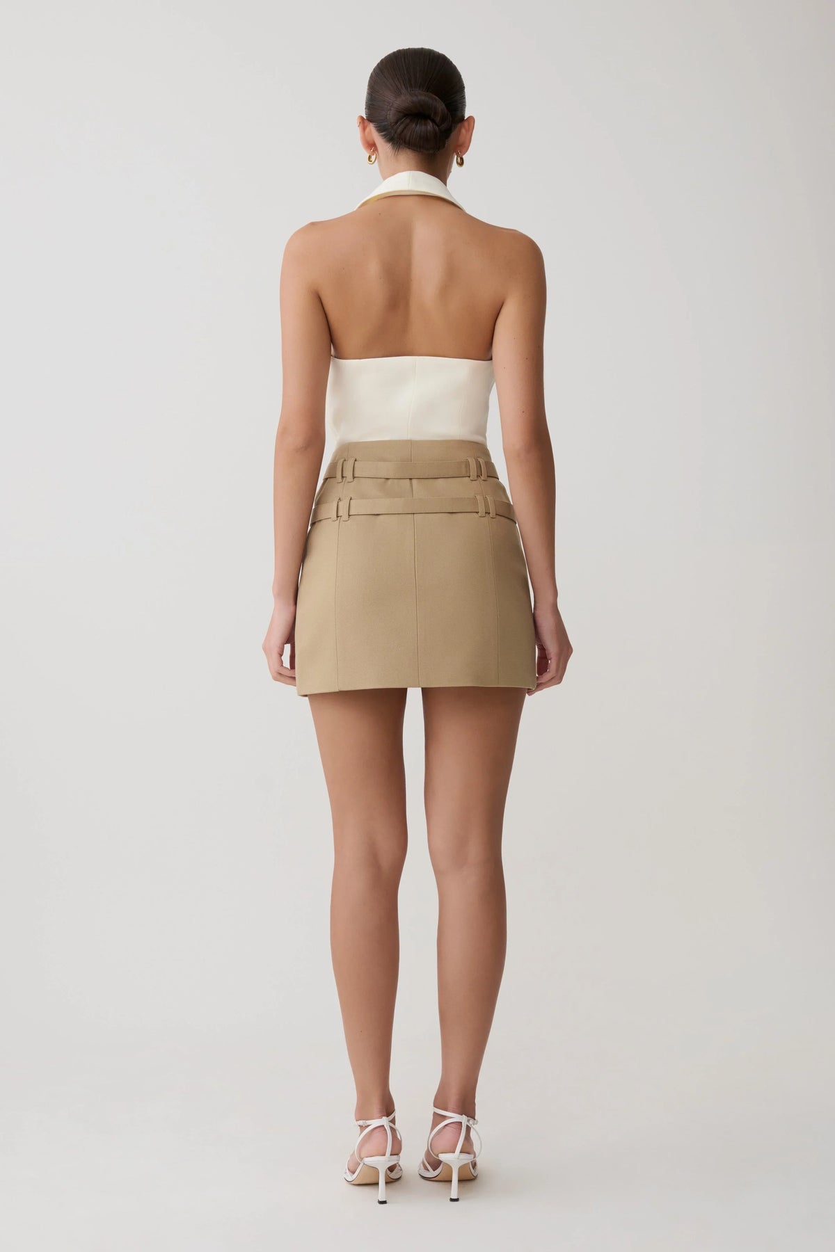 Calla Collared Sleeveless Halter Top Ivory