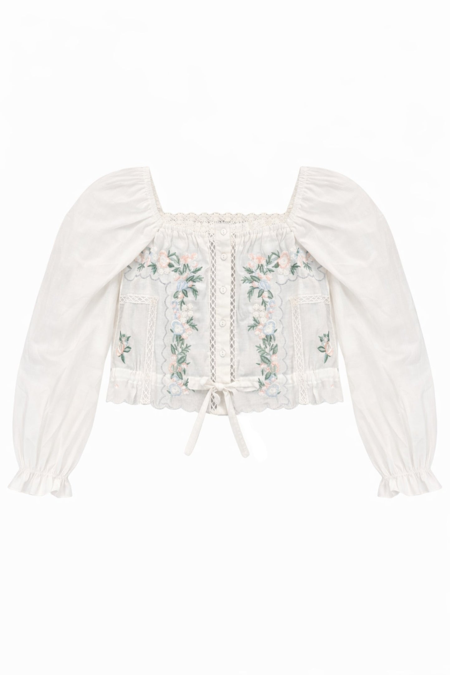 TWEEN ALLEGRA FLORAL EMBROIDERED LONG SLEEVE TOP
