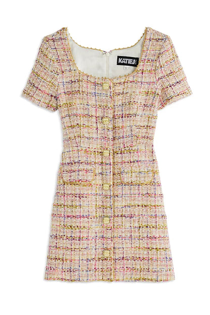 TWEEN ANNA SHORT SLEEVE BOUCLE DRESS