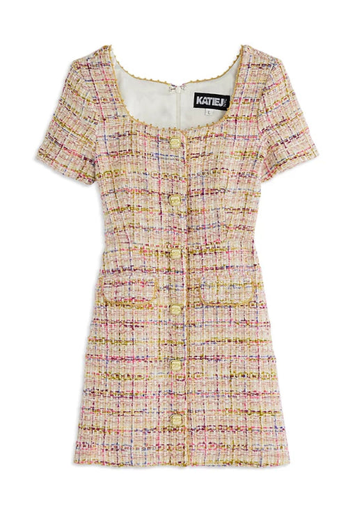 TWEEN ANNA SHORT SLEEVE BOUCLE DRESS