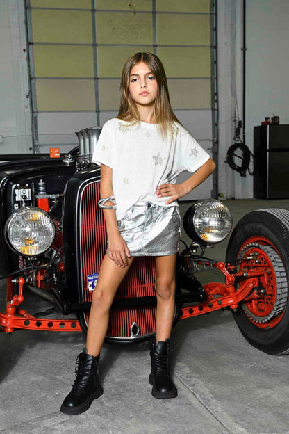 TWEEN JASPER METALLIC MINI SKIRT