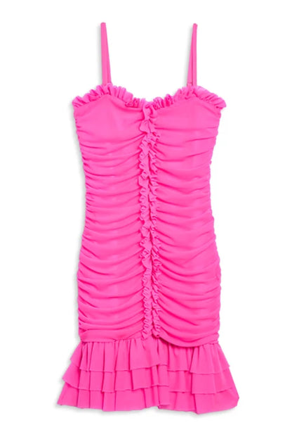 TWEEN BOBBI MESH RUFFLE DRESS