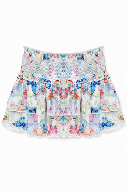 TWEEN DOMINIQUE PRINTED SMOCKED WAIST RUFFLE SKORT - FINAL SALE
