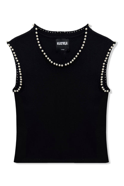 TWEEN BUFFY PEARL TRIM SLEEVELESS TOP