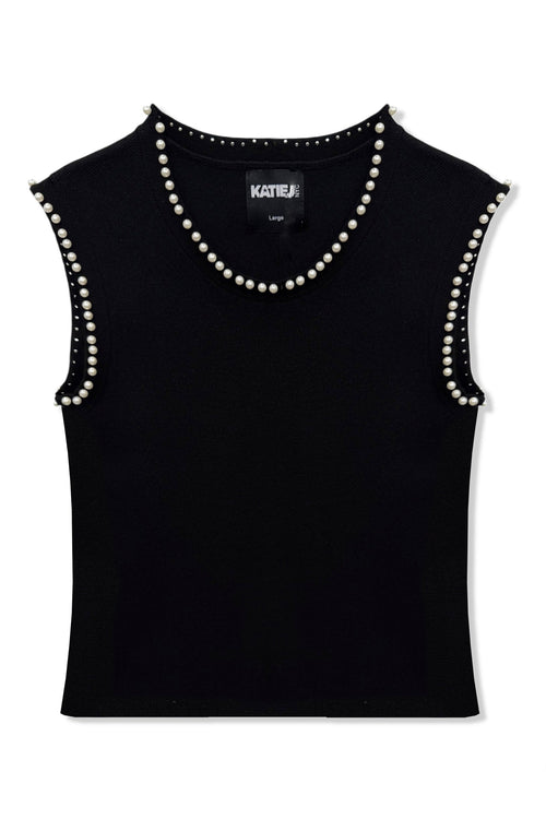 TWEEN BUFFY PEARL TRIM SLEEVELESS TOP