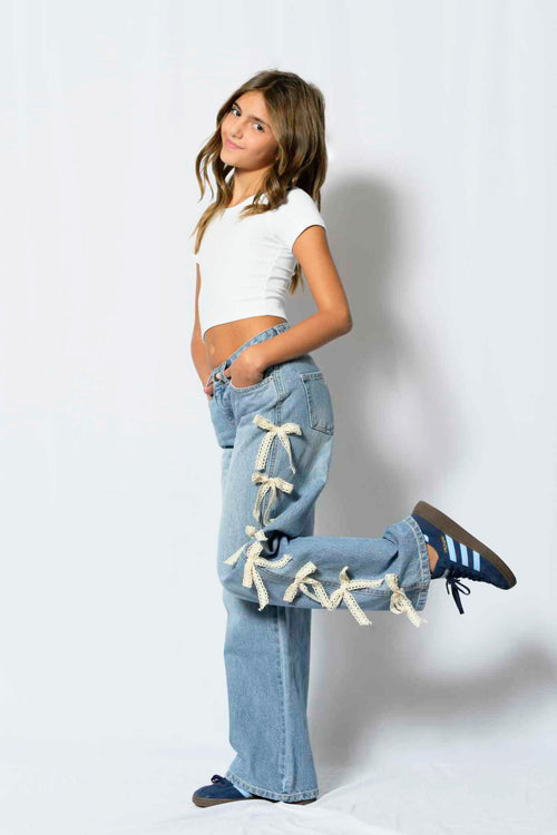 TWEEN CHICAGO LOW RISE JEAN WITH LACE BOWS
