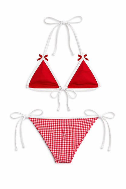 TWEEN CORAL GINGHAM BIKINI