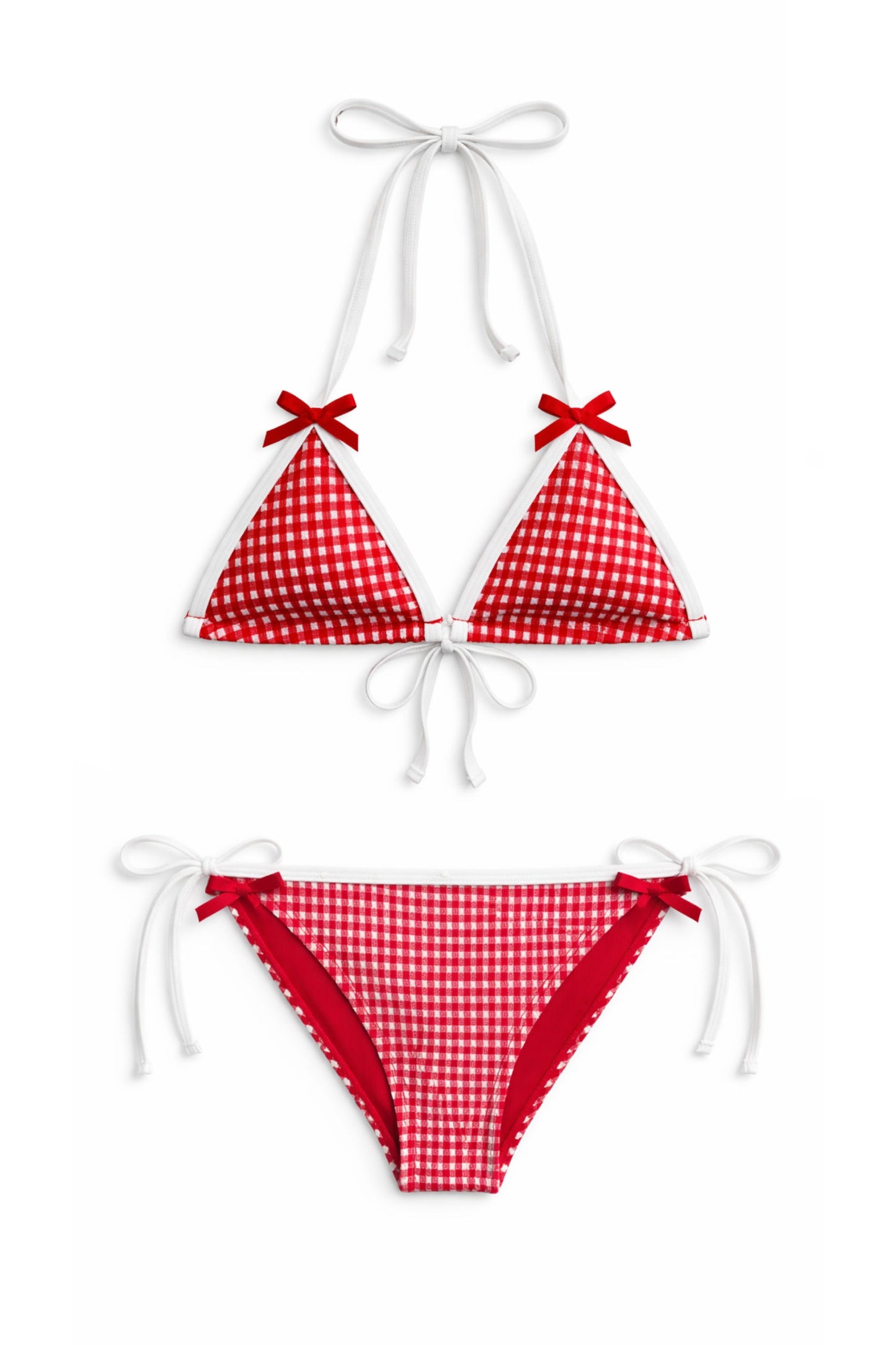 TWEEN CORAL GINGHAM BIKINI