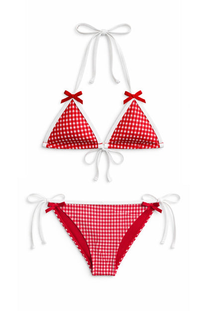 TWEEN CORAL GINGHAM BIKINI