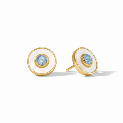 Colette Circle Stud - Chalcedony Blue