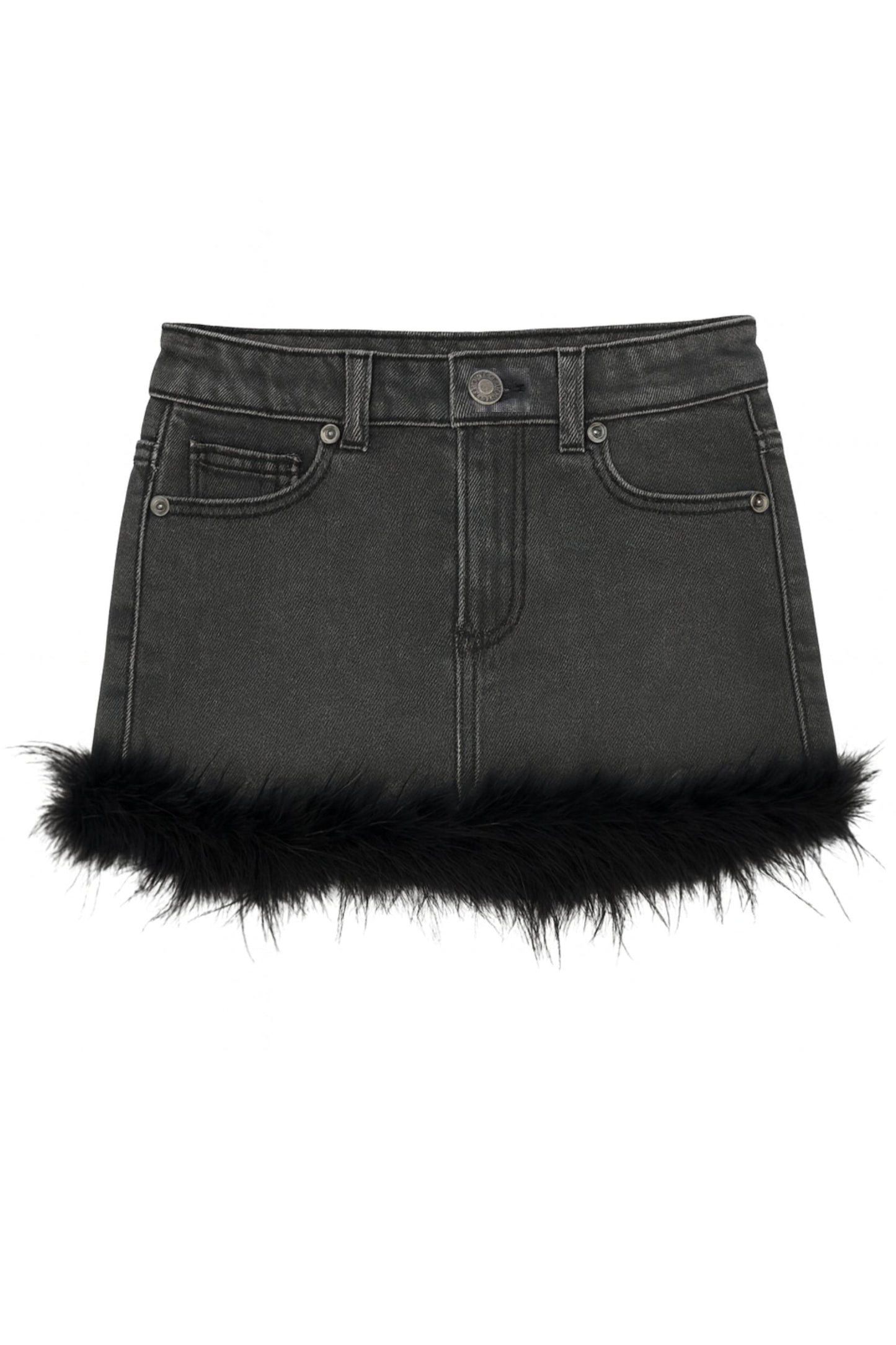 TWEEN DESIREE FEATHER TRIM MINI SKIRT