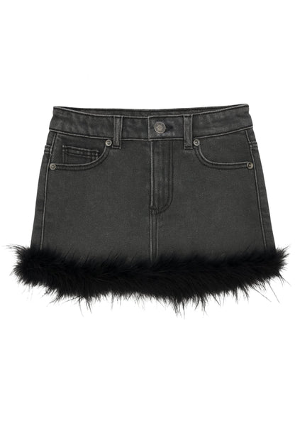 TWEEN DESIREE FEATHER TRIM MINI SKIRT