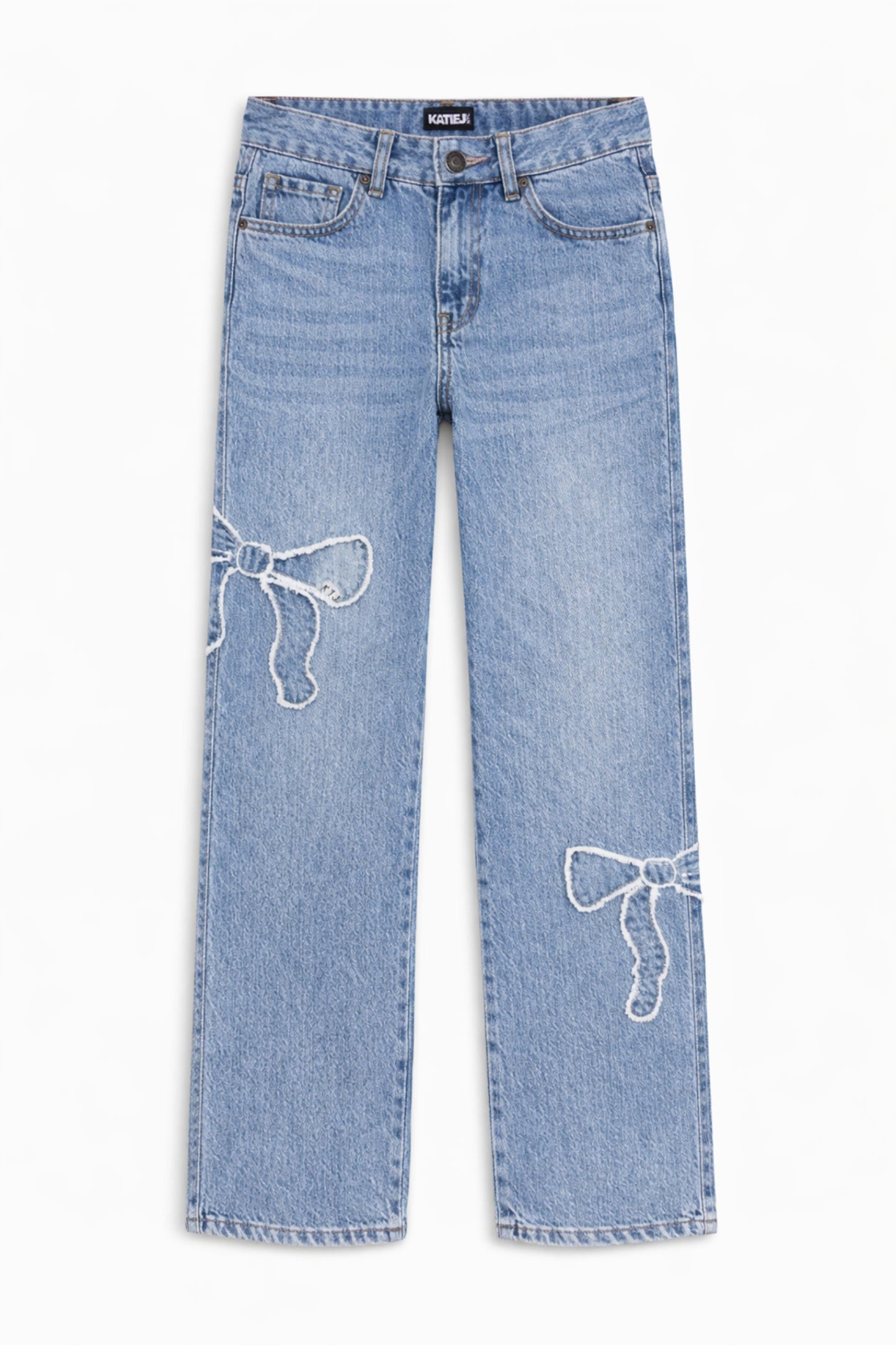 TWEEN DISTRESSED BOW APPLIQUE JEAN