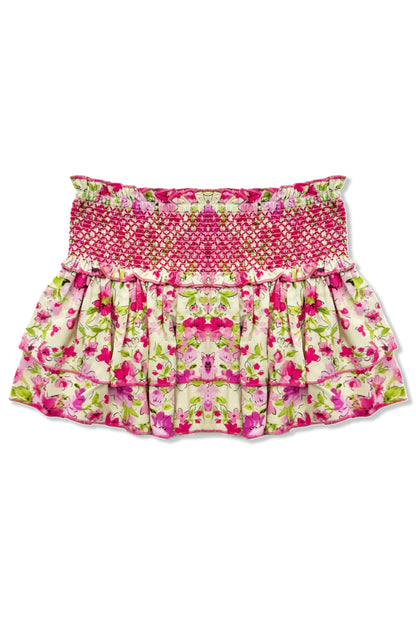 TWEEN DOMINIQUE PRINTED SMOCKED WAIST RUFFLE SKORT - FINAL SALE