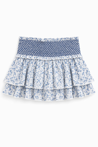 TWEEN DOMINIQUE PRINTED SMOCKED WAIST RUFFLE SKORT