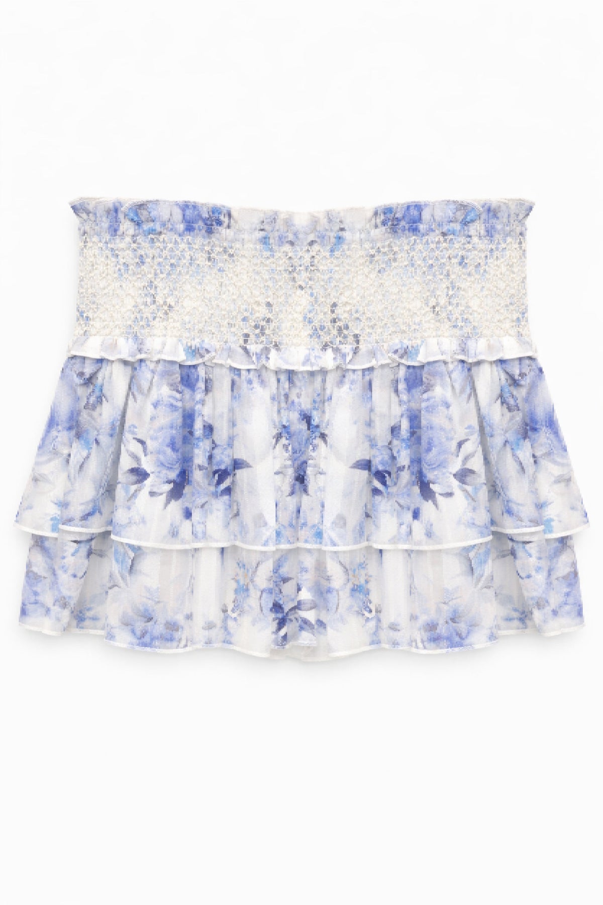 TWEEN DOMINIQUE PRINTED SMOCKED WAIST RUFFLE SKORT