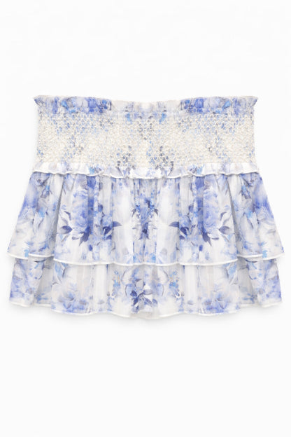 TWEEN DOMINIQUE PRINTED SMOCKED WAIST RUFFLE SKORT