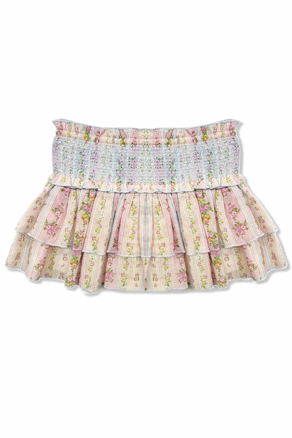 TWEEN DOMINIQUE PRINTED SMOCKED WAIST RUFFLE SKORT