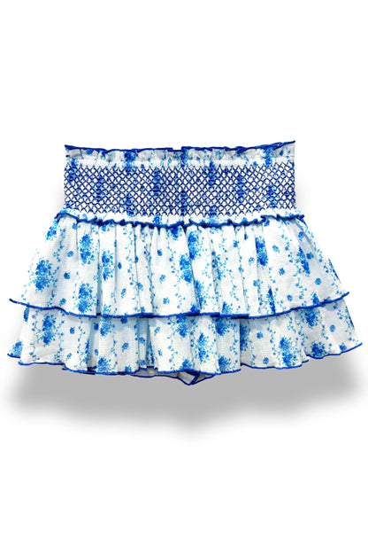 TWEEN DOMINIQUE PRINTED SMOCKED WAIST RUFFLE SKORT - FINAL SALE