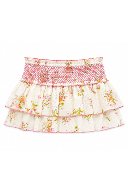 TWEEN DOMINIQUE PRINTED SMOCKED WAIST RUFFLE SKORT