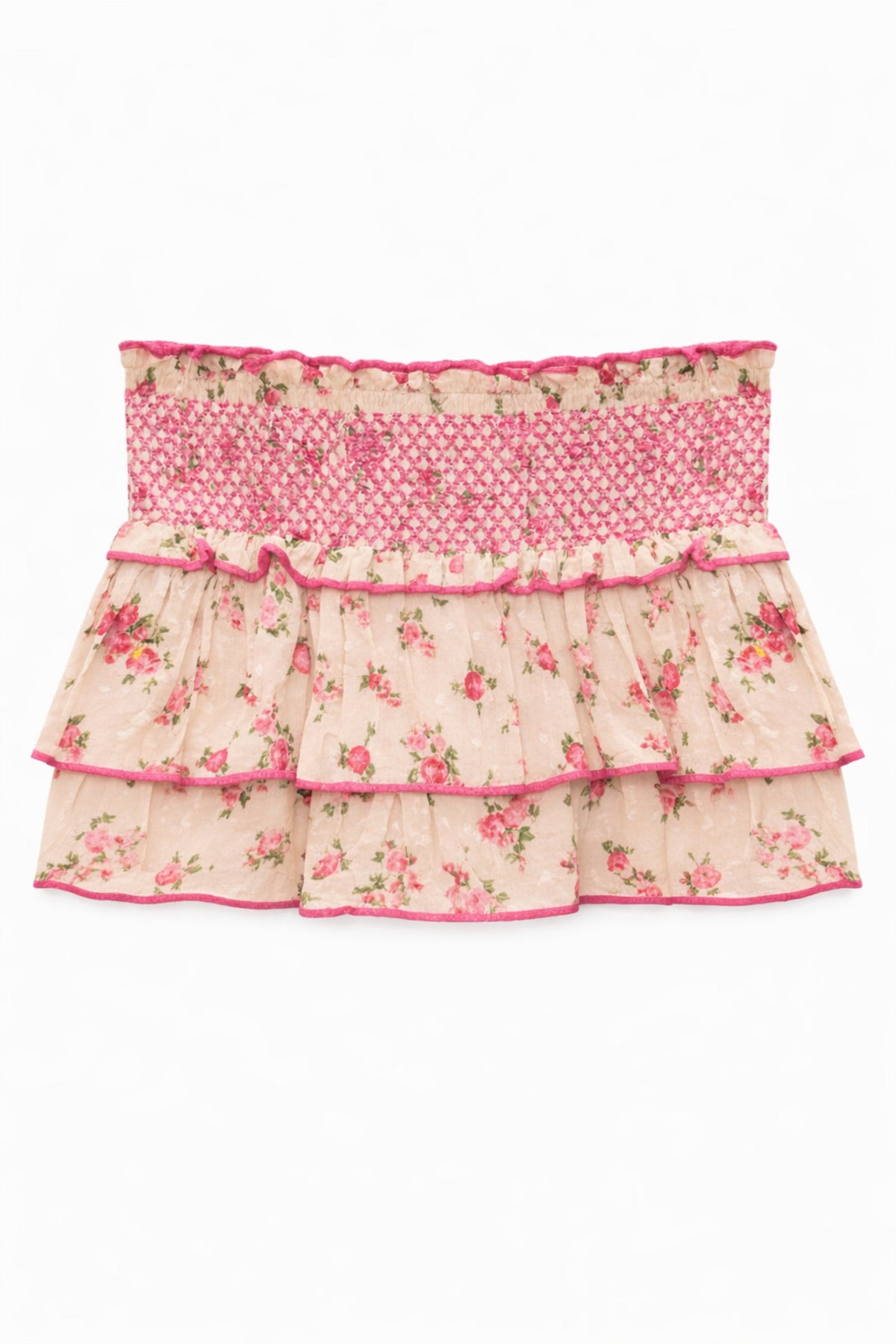 TWEEN DOMINIQUE PRINTED SMOCKED WAIST RUFFLE SKORT