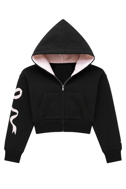 TWEEN DYLAN BOW APPLIQUE ZIP HOODIE