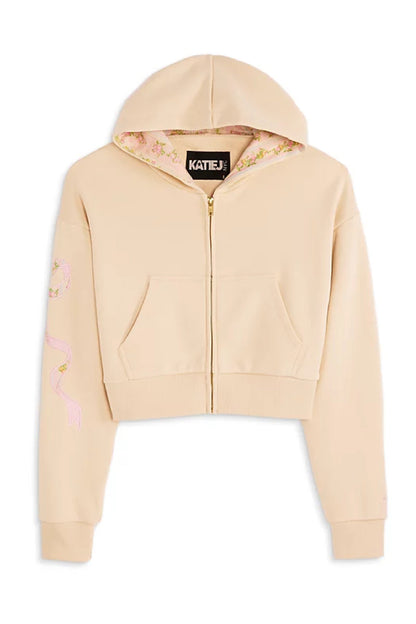 TWEEN DYLAN BOW APPLIQUE ZIP HOODIE