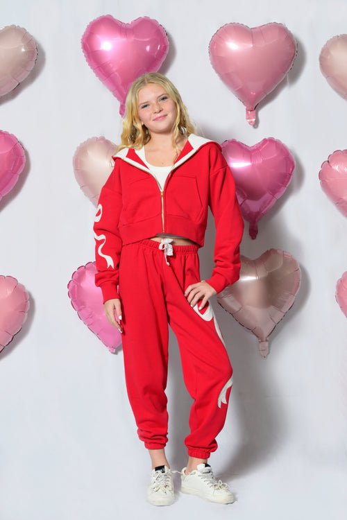 TWEEN DYLAN BOW APPLIQUE ZIP HOODIE