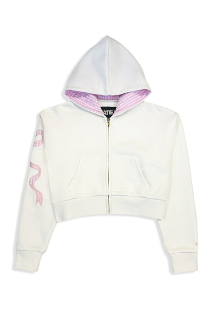 TWEEN DYLAN BOW APPLIQUE ZIP HOODIE