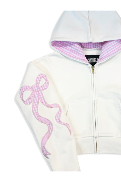 TWEEN DYLAN BOW APPLIQUE ZIP HOODIE