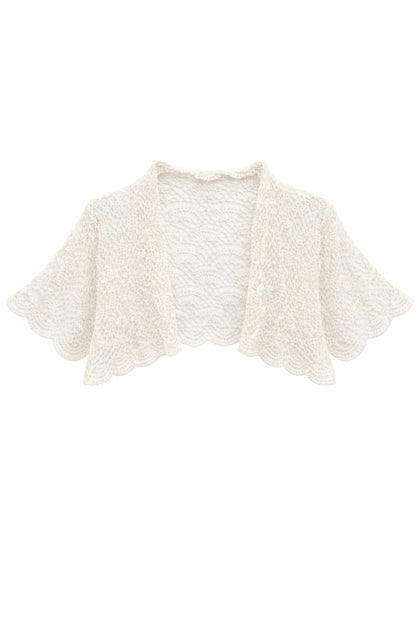 TWEEN ELSIE OPEN CROCHET SHRUG CARDI